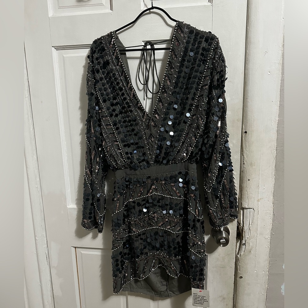 ASOS DESIGN embellished patchwork mini dress